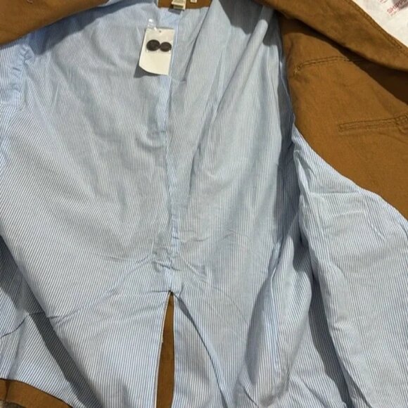 Territory Ahead Linen Blend Blazer Brown Pinstripe Lining Summer Western NWT-44R - Picture 11 of 11